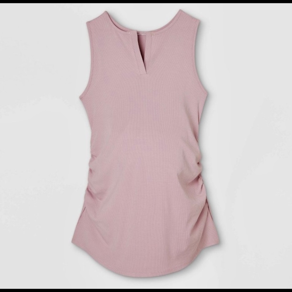 Purple ribbed fitted maternity tank top